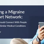 a man is smiling while looking at his phone while building a migraine support network