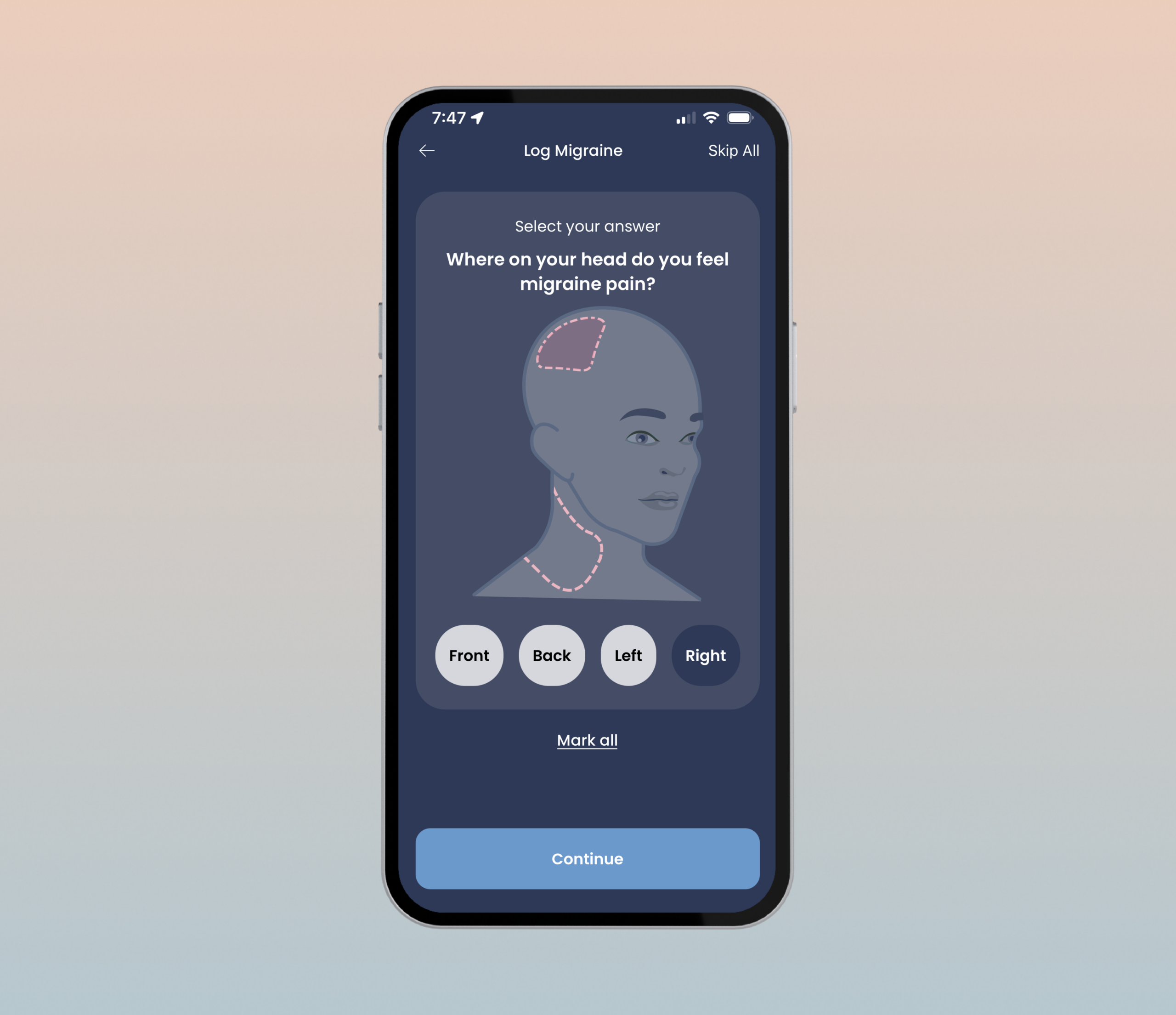 Cefaly app screen showing health data and wearable integrations.