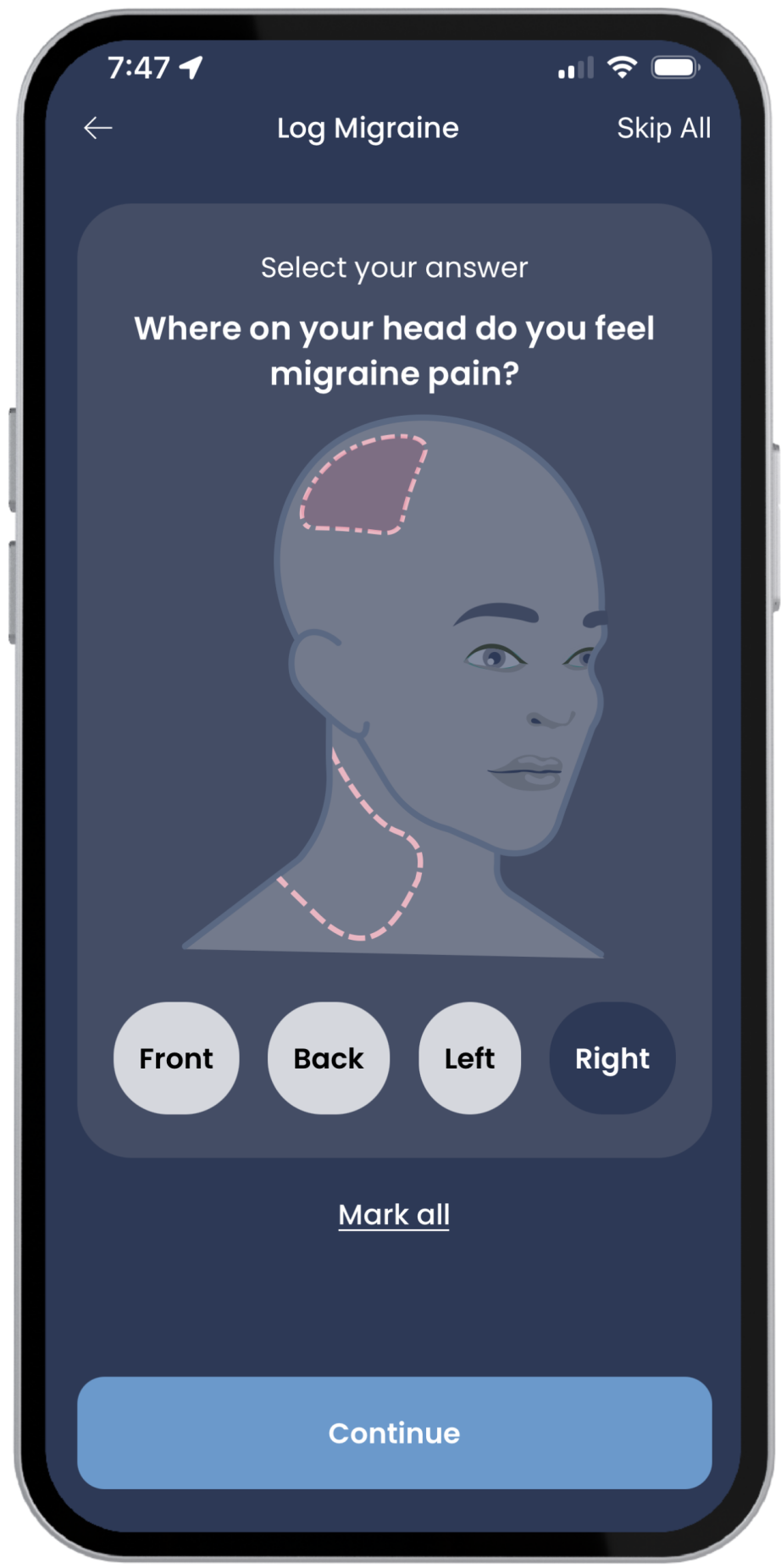 Cefaly app screen showing treatment history for relief and prevention sessions.