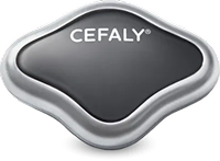 Cefaly Enhanced device callout highlighting key product features.